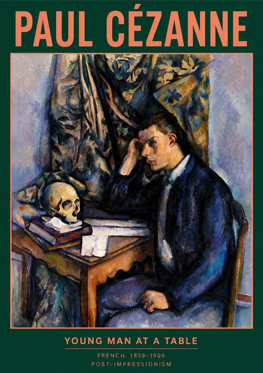 Paul Cézanne Young Man at a Table No4 - Plakat