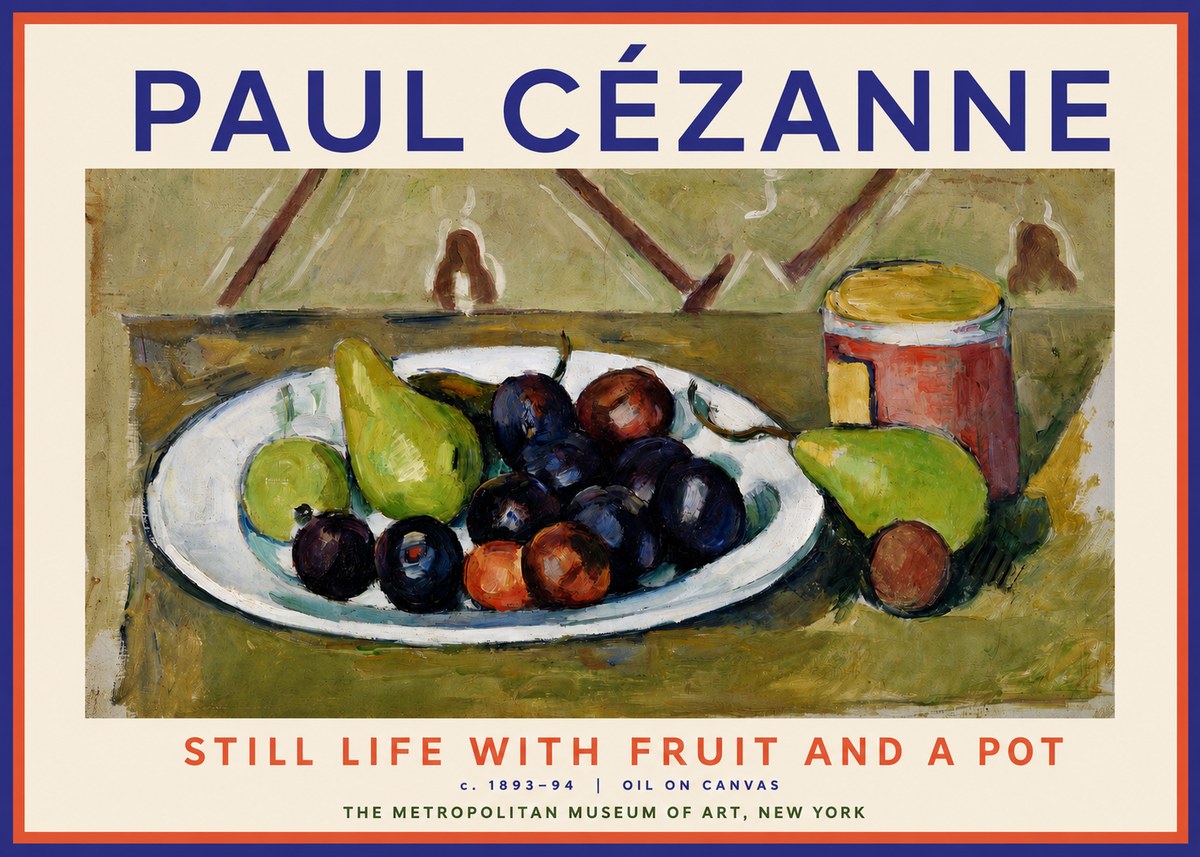 Paul Cézanne Still Life with Fruit and a Pot No2 - Plakat
