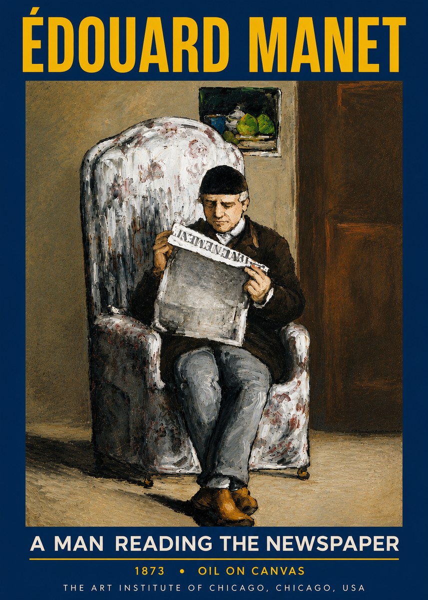 Édouard Manet A Man Reading the Newspaper No6 - Plakat