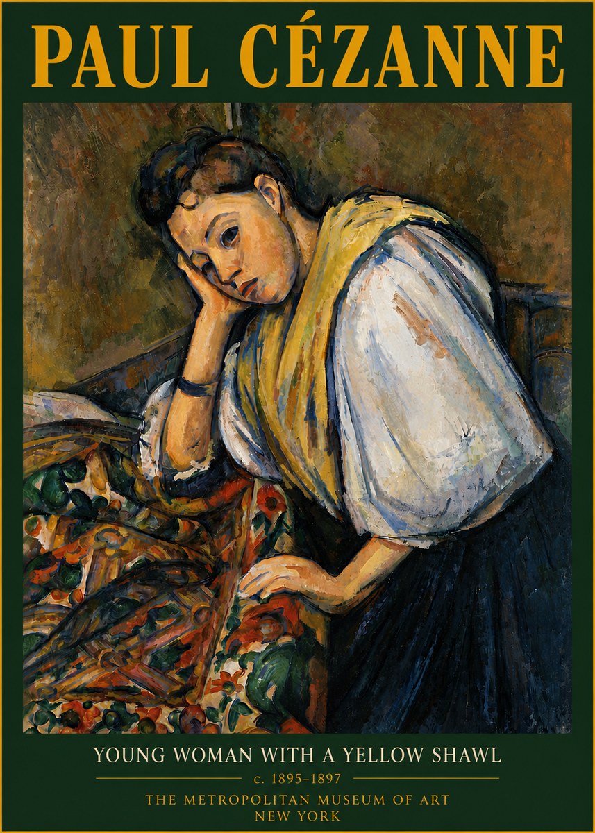 Paul Cézanne Young Woman with a Yellow Shawl No6 - Plakat
