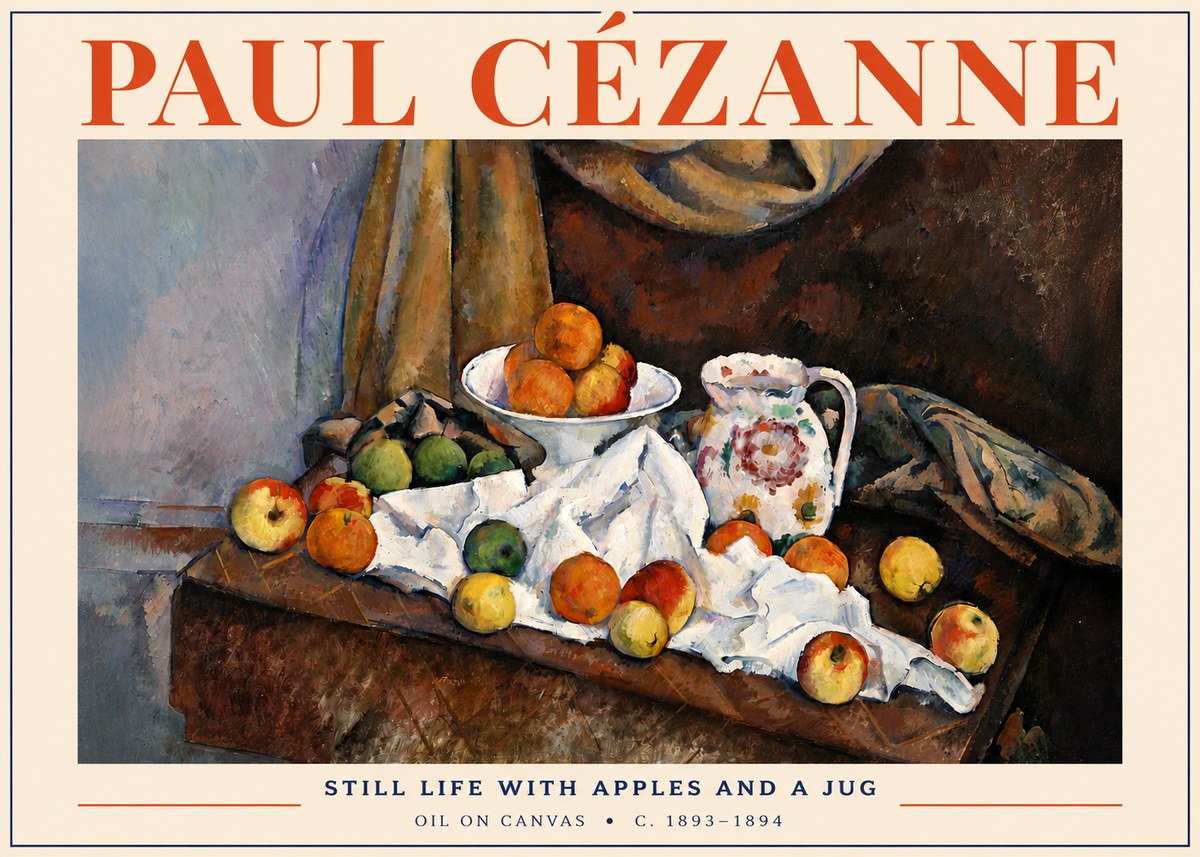Paul Cézanne Still Life with Apples and a Jug No4 - Plakat