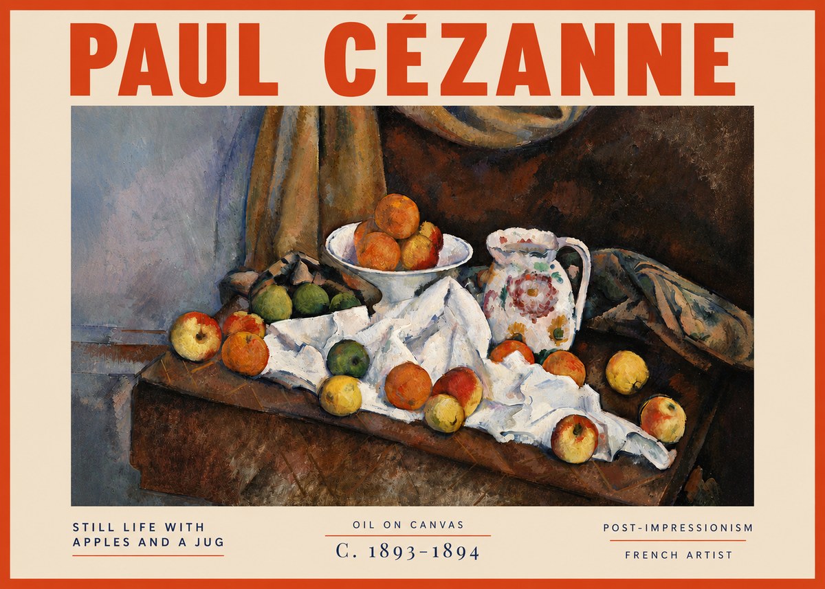 Paul Cézanne Still Life with Apples and a Jug No5 - Plakat