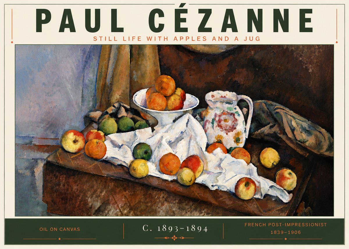 Paul Cézanne Still Life with Apples and a Jug No6 - Plakat