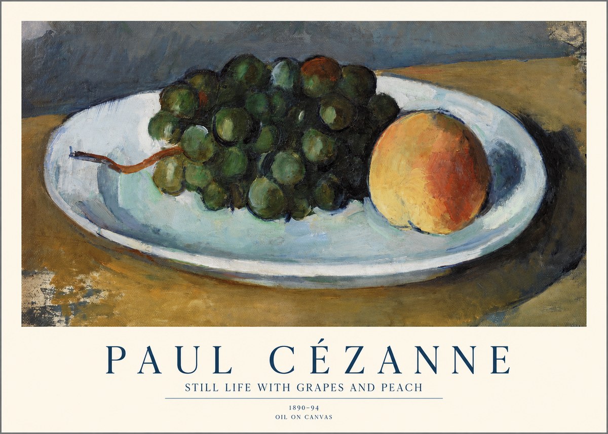 Paul Cézanne Still Life with Grapes and Peach No1 - Plakat