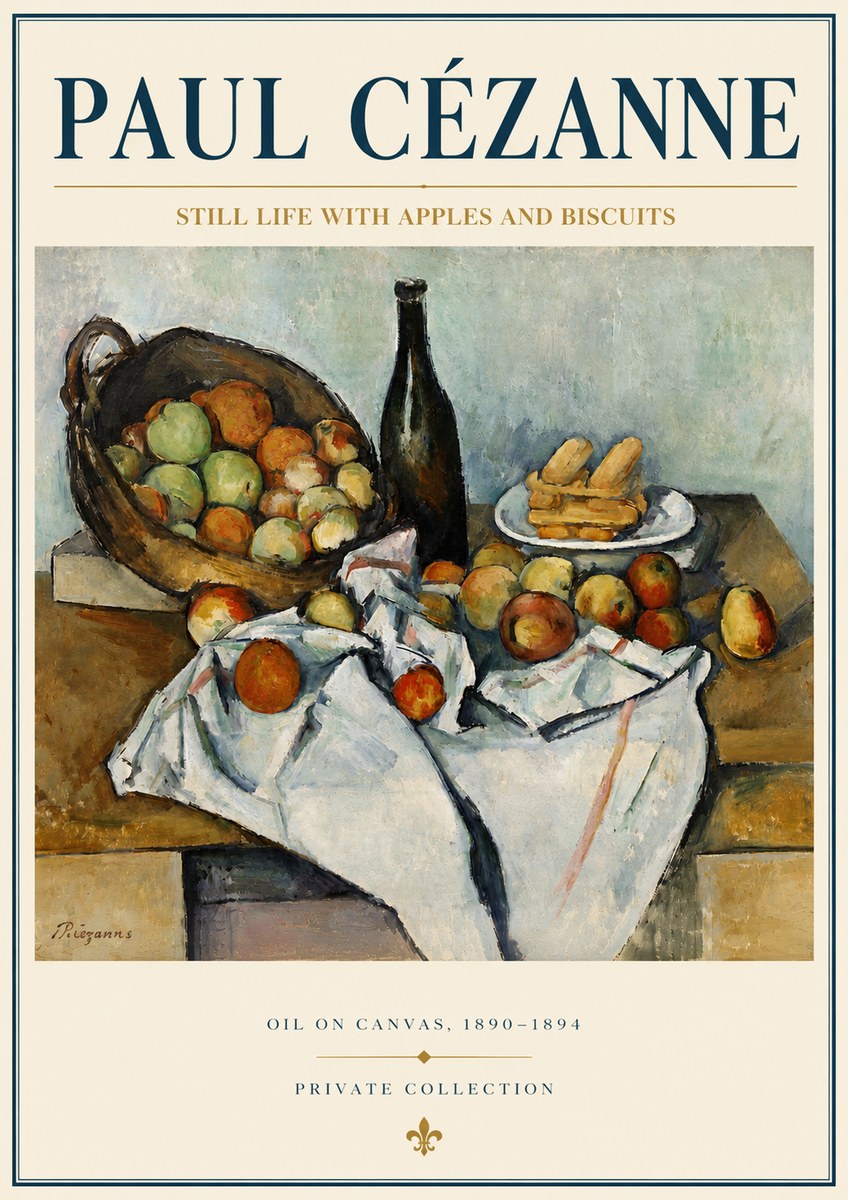 Paul Cézanne Still Life with Apples and Biscuits No4 - Plakat