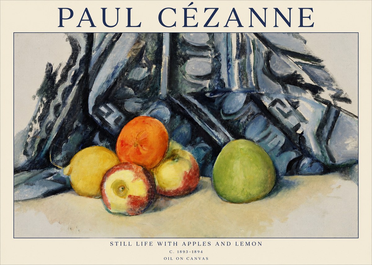 Paul Cézanne Still Life with Apples and Lemon No1 - Plakat