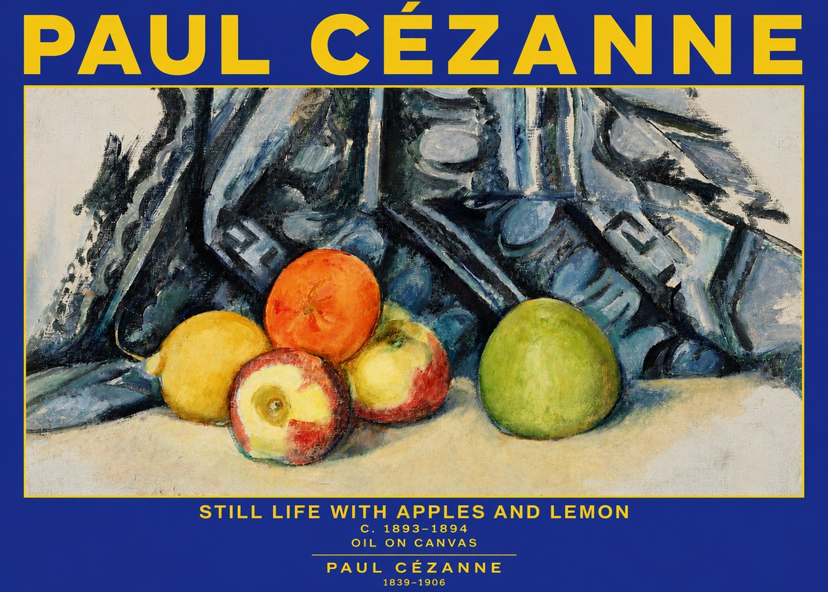 Paul Cézanne Still Life with Apples and Lemon No3 - Plakat