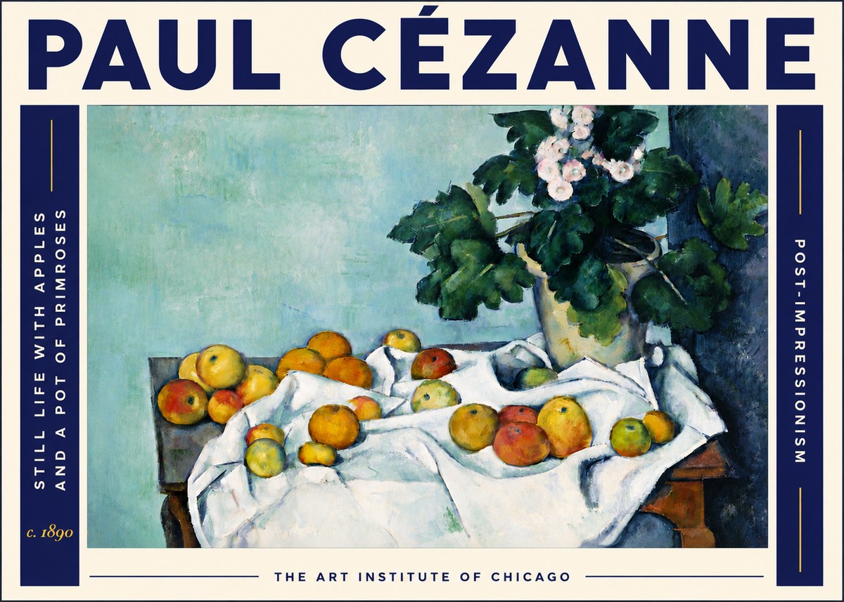 Paul Cézanne Still Life with Apples and a Pot of Primroses No6 - Plakat