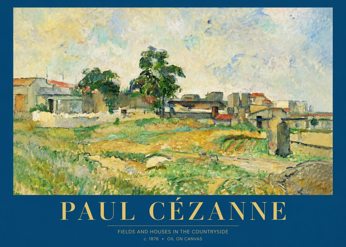 Paul Cézanne Fields and Houses in the Countryside No4 - Plakat