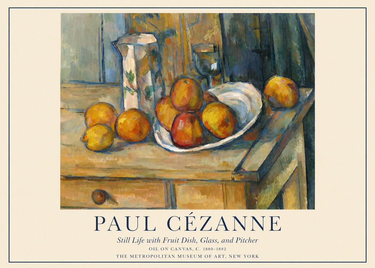Paul Cézanne Still Life with Fruit Dish, Glass, and Pitcher No1 - Plakat