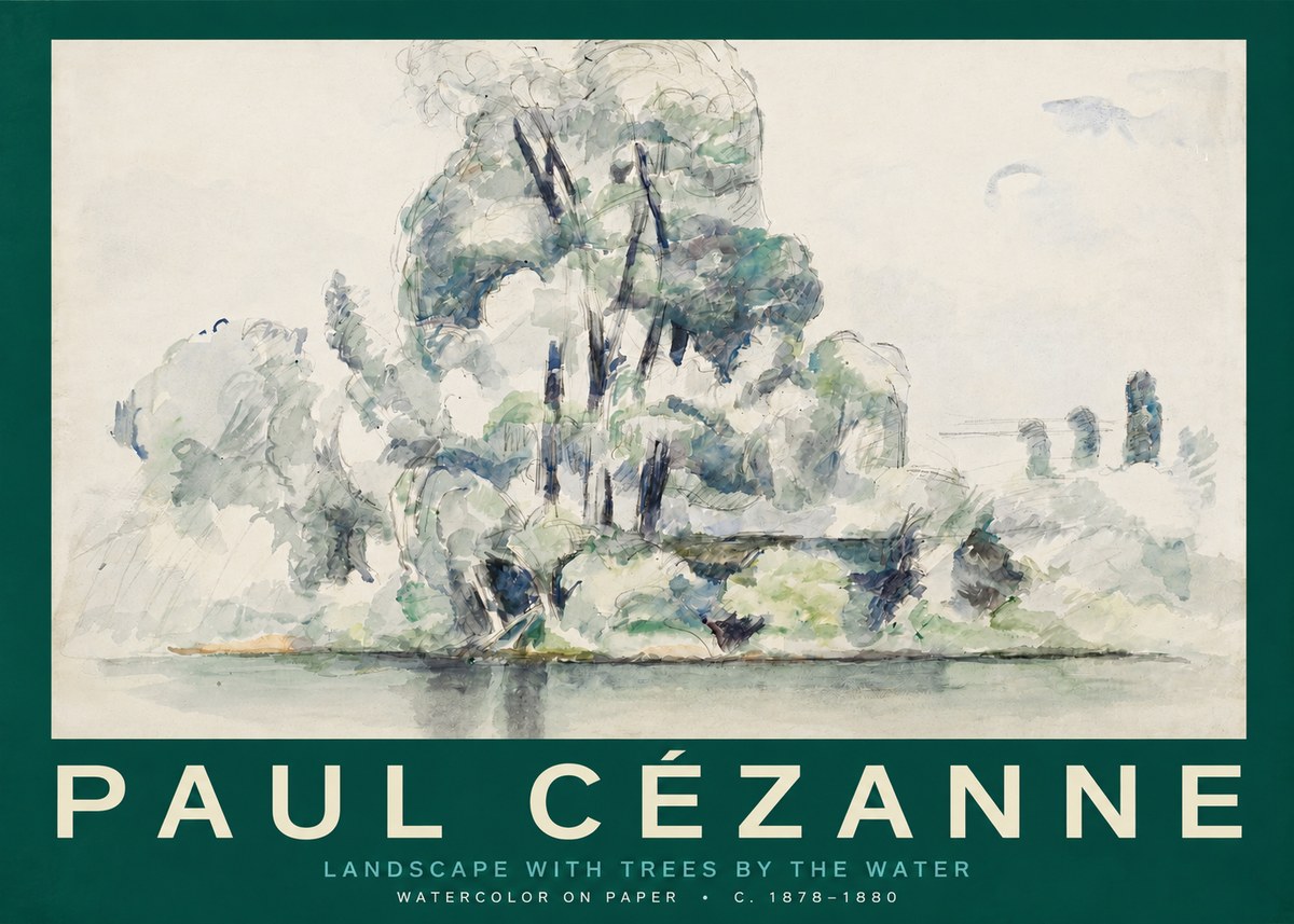 Paul Cézanne Landscape with Trees by the Water No2 - Plakat