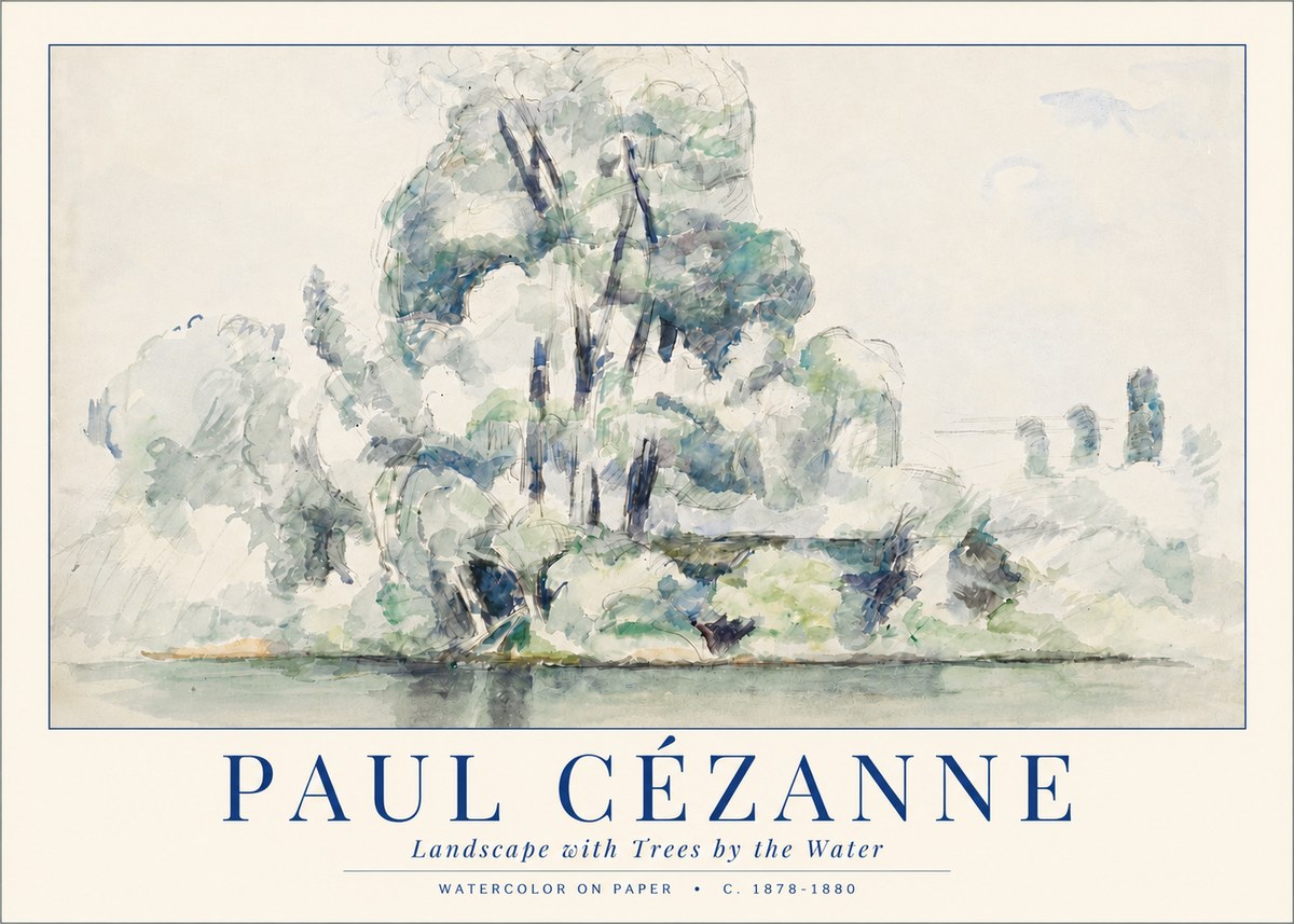 Paul Cézanne Landscape with Trees by the Water No3 - Plakat