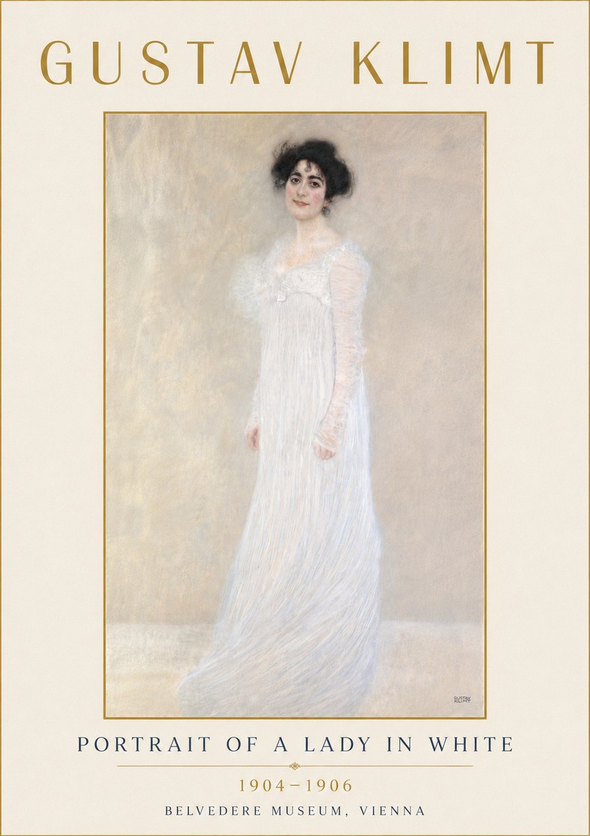 Klimt Portrait of a Lady in White No6 - Plakat