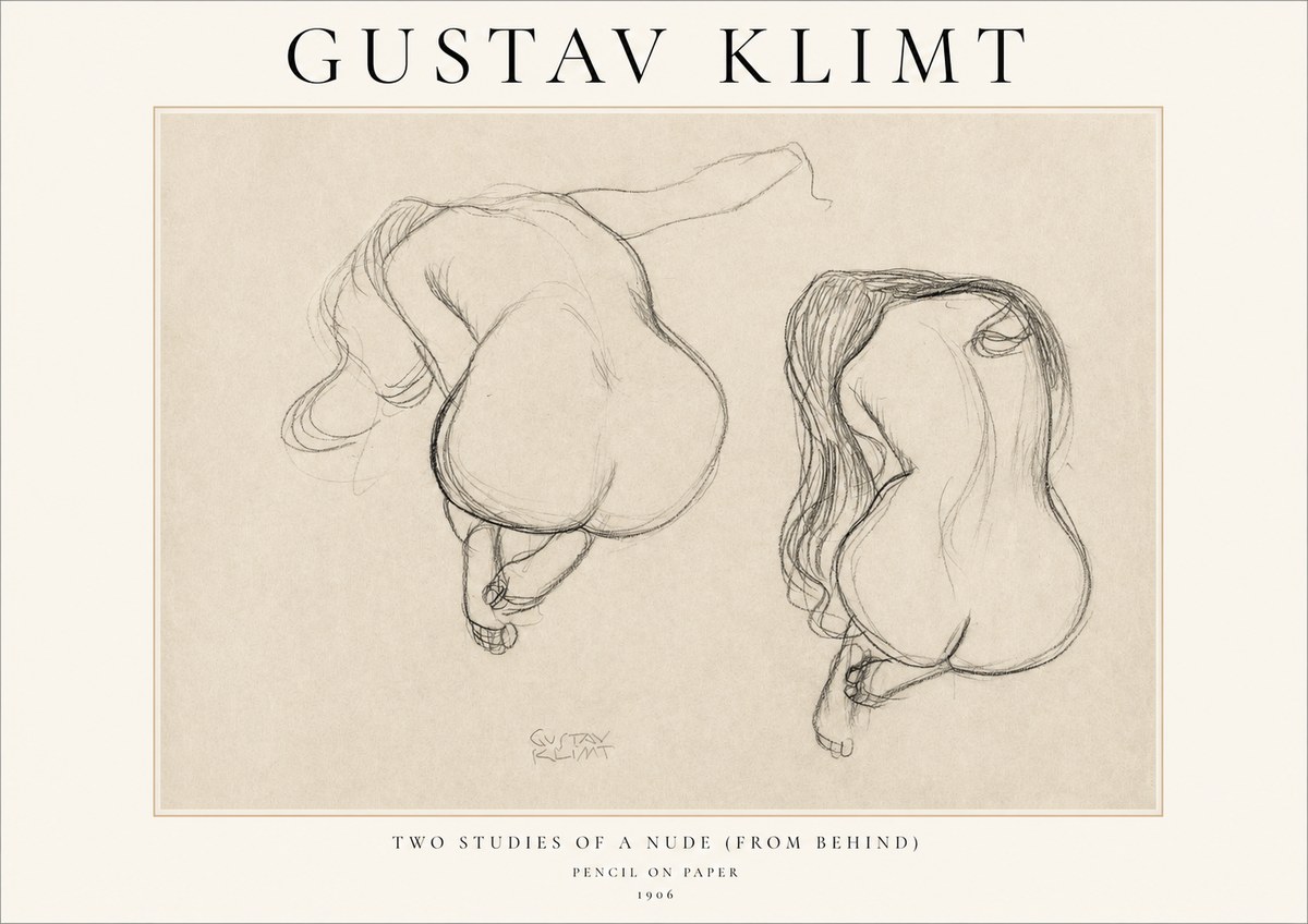 Klimt Two Studies of a Nude (from Behind) No1 - Plakat