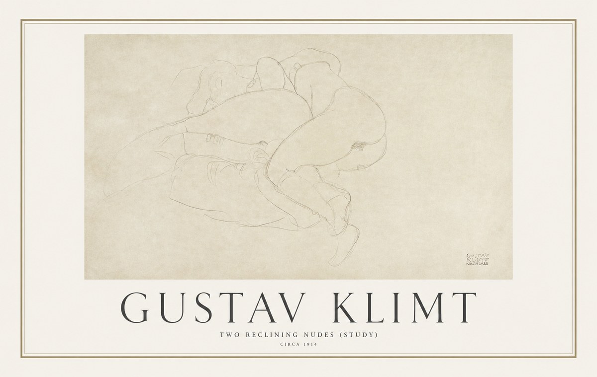 Klimt Two Reclining Nudes (Study) No1 - Plakat