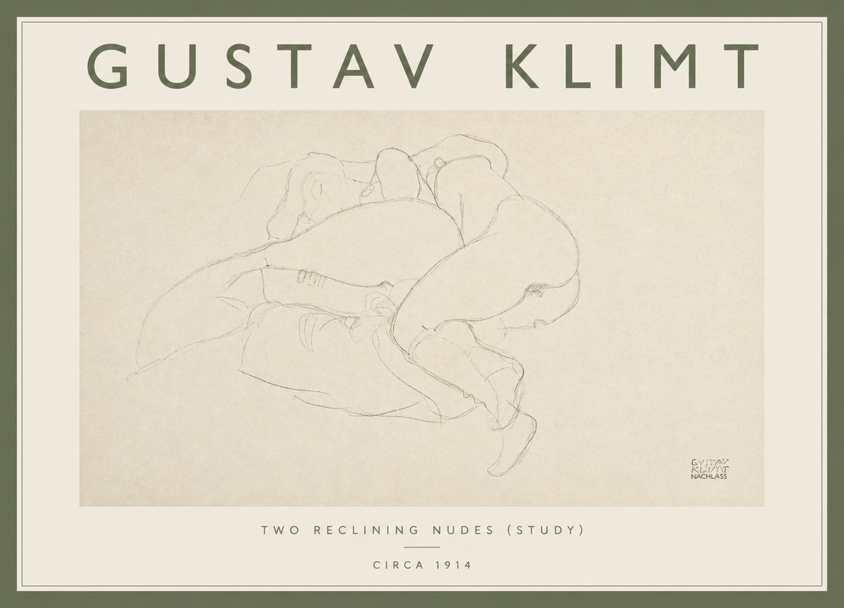 Klimt Two Reclining Nudes (Study) No4 - Plakat