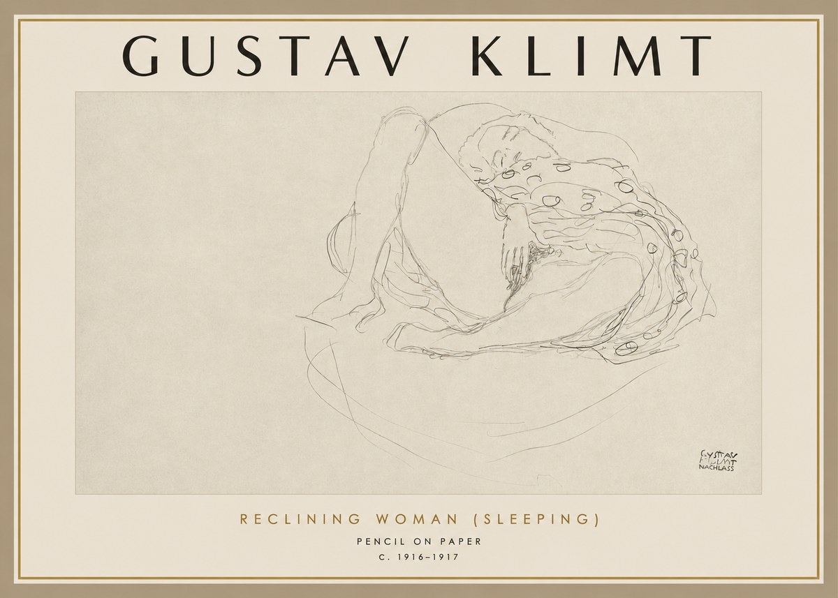 Klimt Reclining Woman (Sleeping) II No2 - Plakat