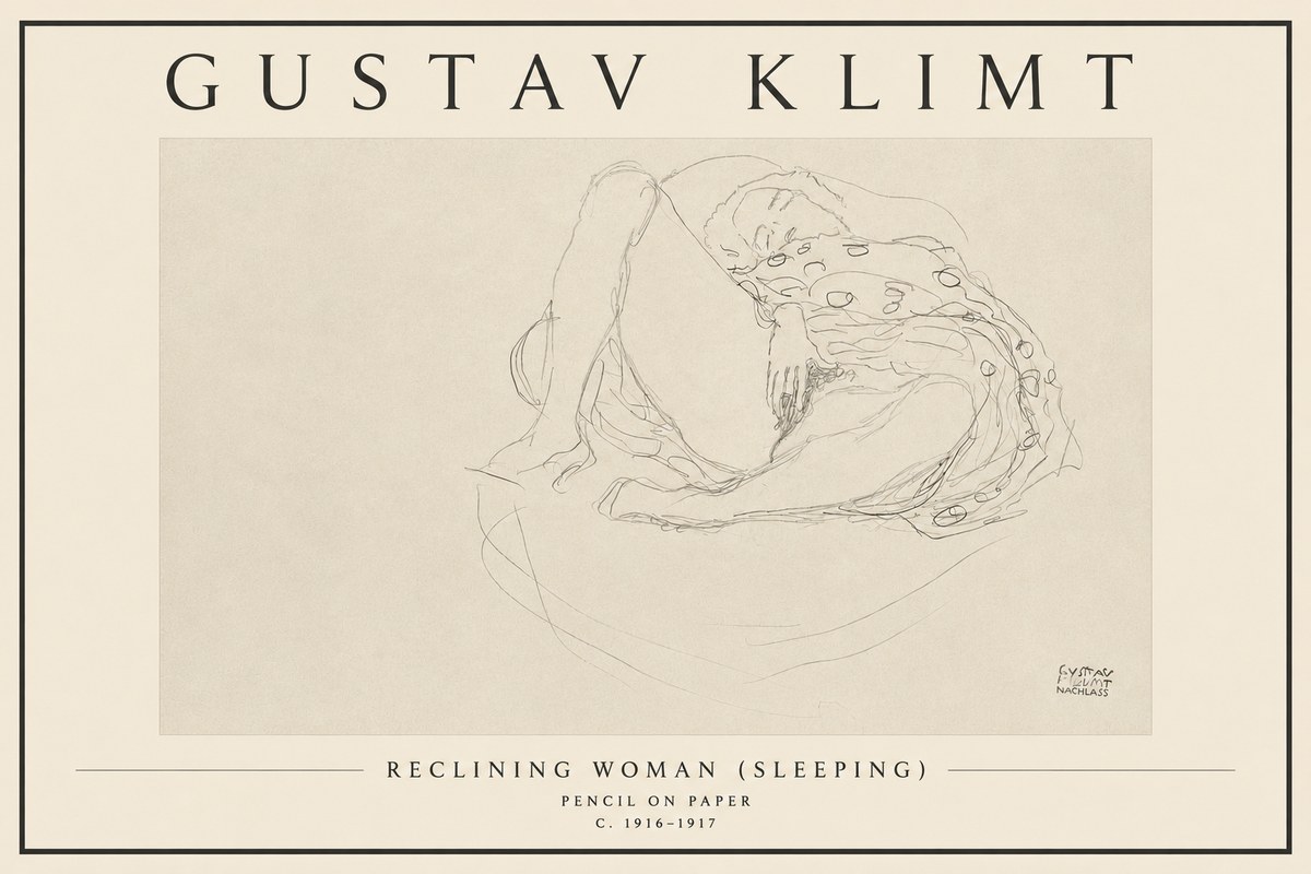 Klimt Reclining Woman (Sleeping) II No3 - Plakat