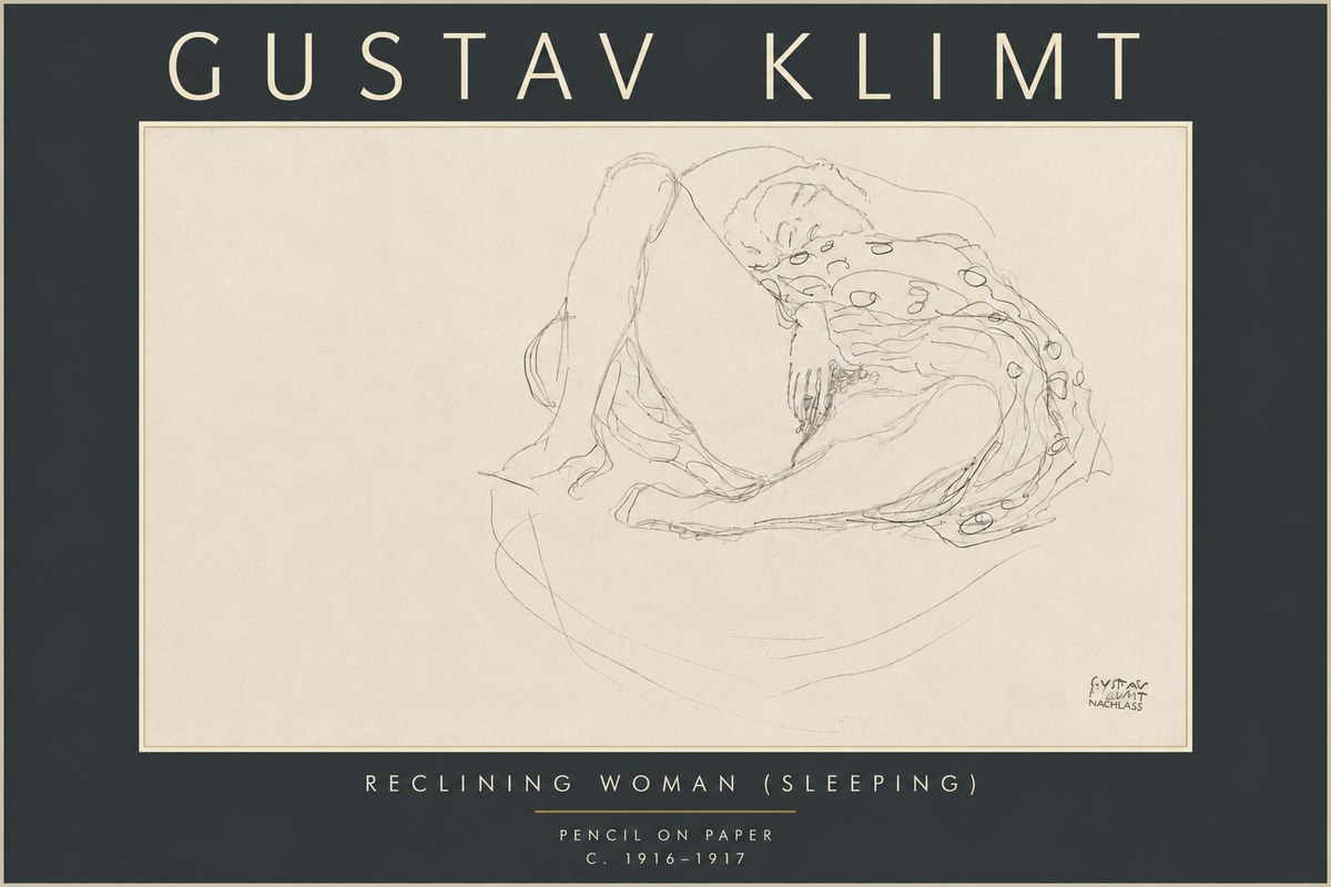 Klimt Reclining Woman (Sleeping) II No6 - Plakat