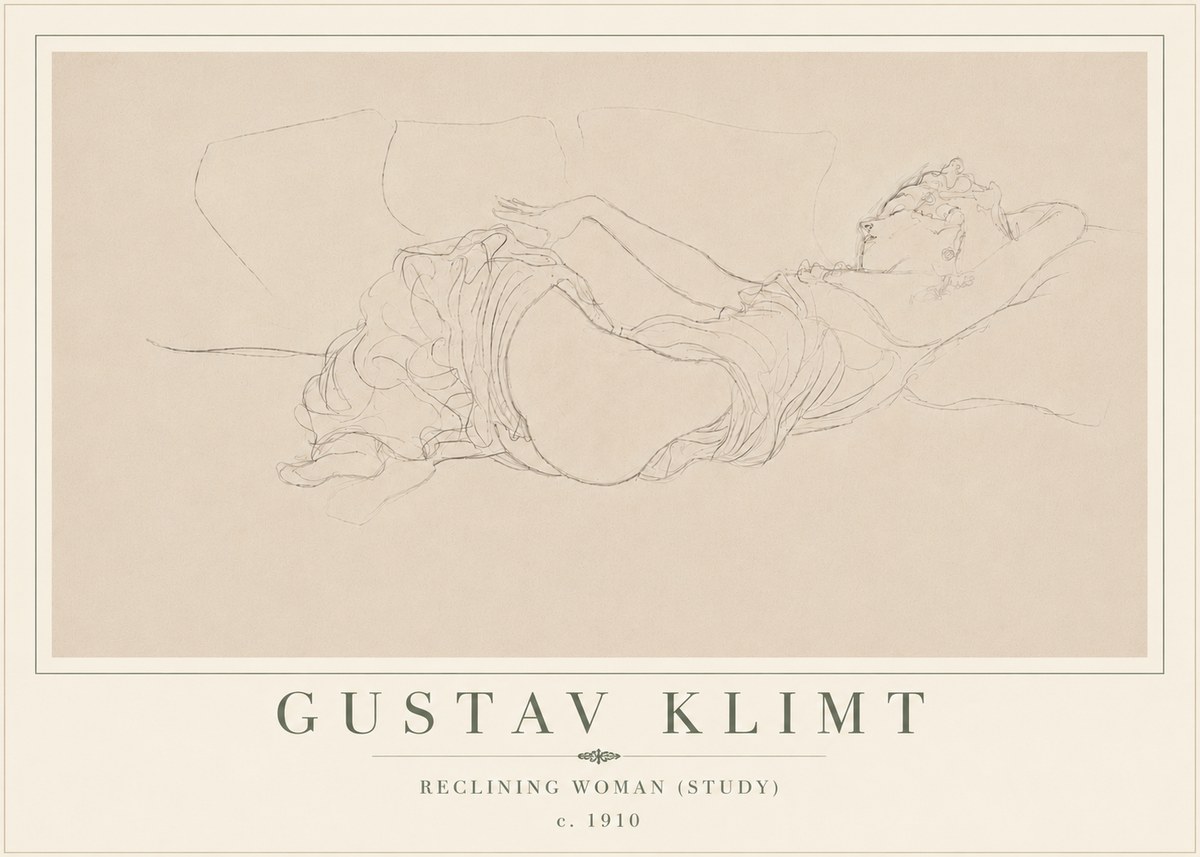 Klimt Reclining Woman (Study) No6 - Plakat