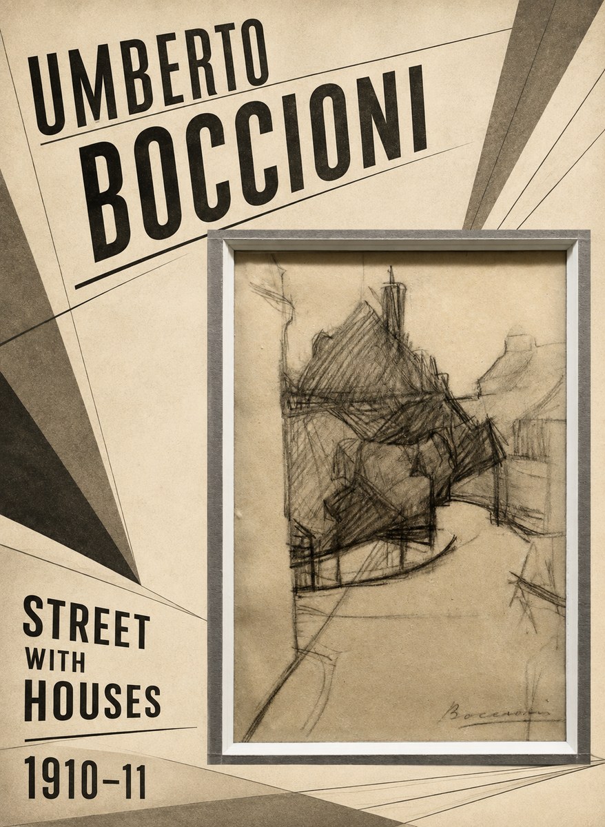 Umberto Boccioni Street with Houses No2 - Plakat