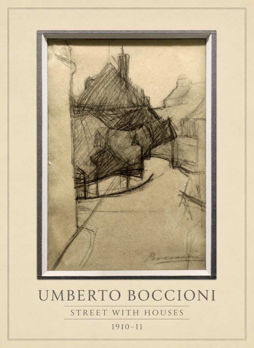 Umberto Boccioni Street with Houses No3 - Plakat