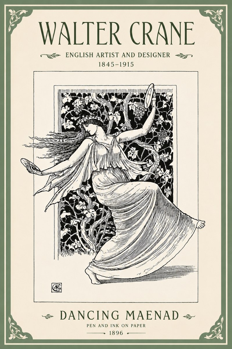 Walter Crane Dancing Maenad No4 - Plakat