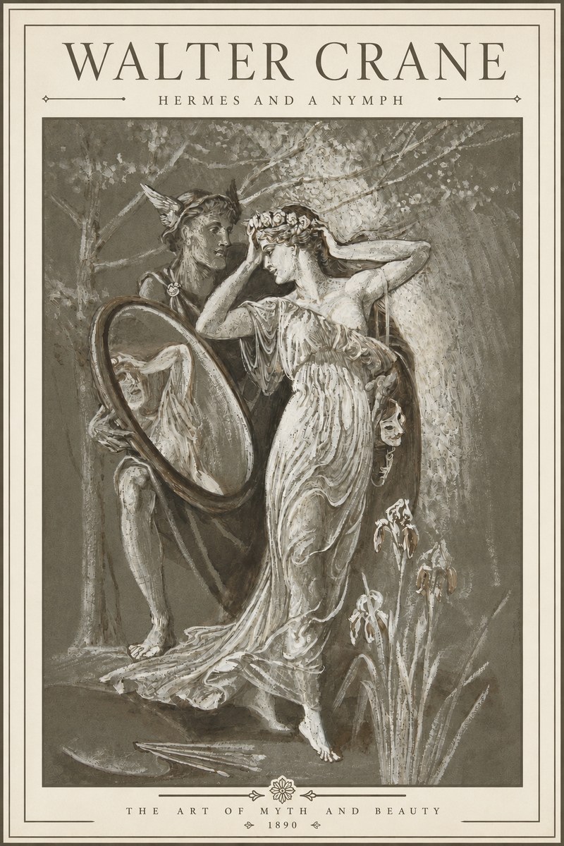 Walter Crane Hermes and a Nymph No3 - Plakat