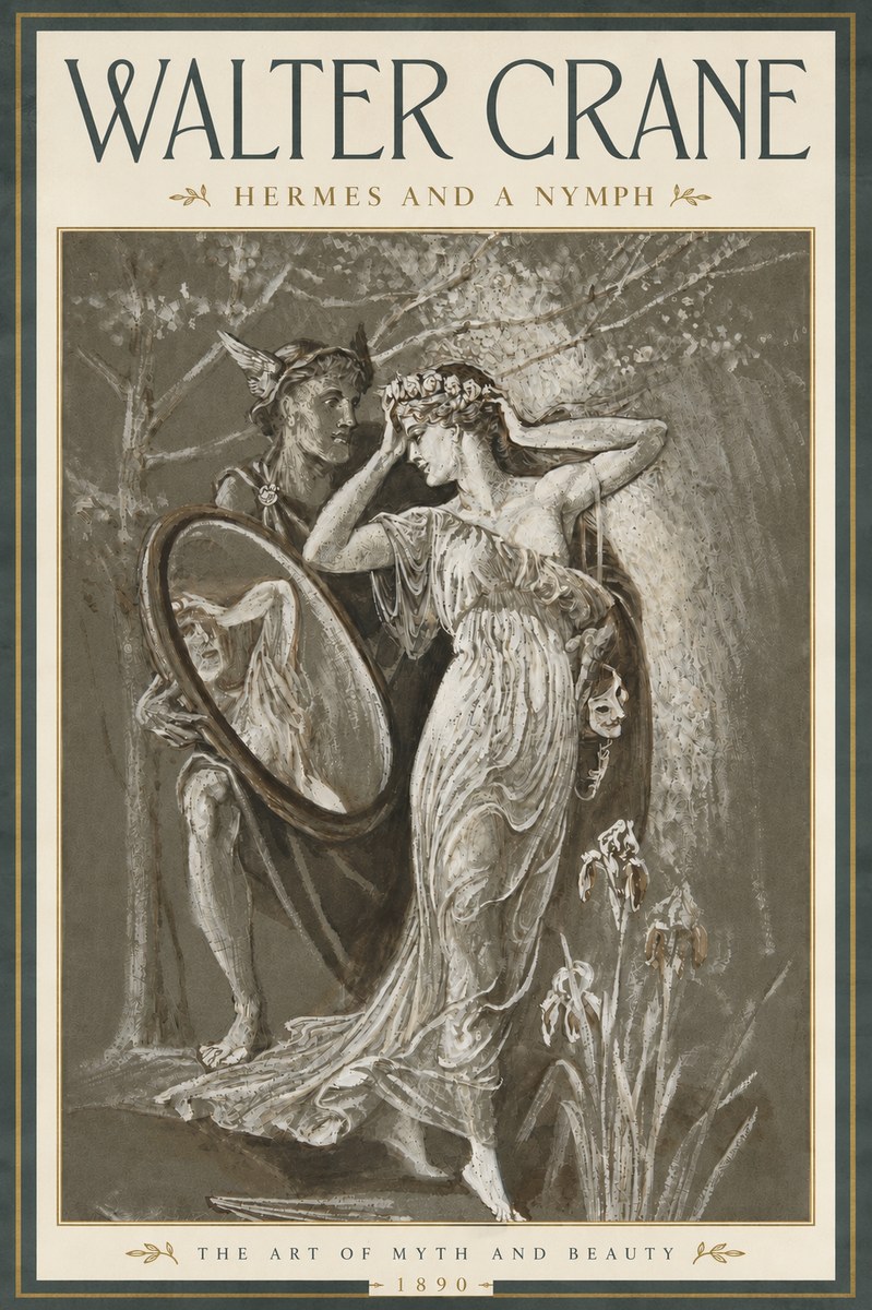 Walter Crane Hermes and a Nymph No4 - Plakat