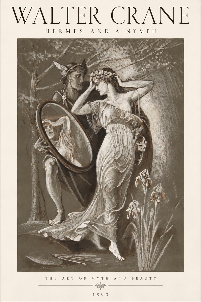 Walter Crane Hermes and a Nymph No6 - Plakat
