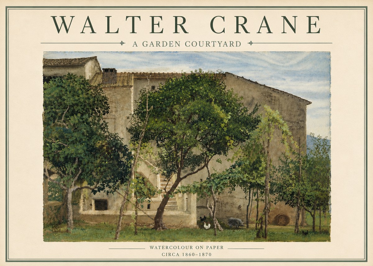 Walter Crane A Garden Courtyard No5 - Plakat