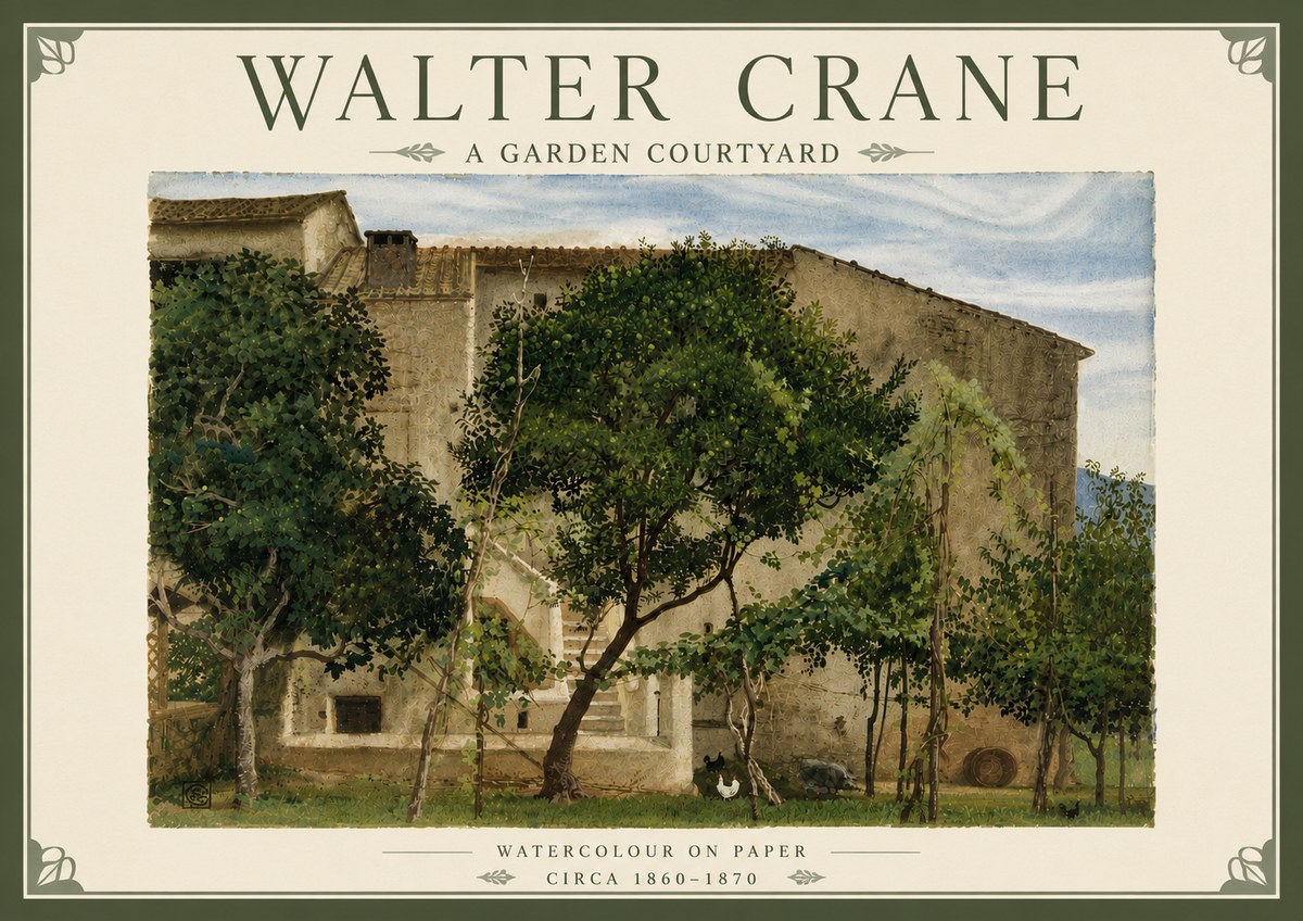 Walter Crane A Garden Courtyard No6 - Plakat