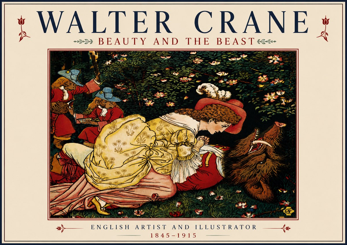 Walter Crane Beauty and the Beast No5 - Plakat