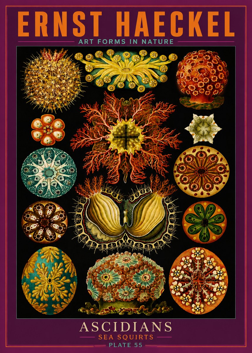 Ernst Haeckel Ascidiae — Sea Squirts No6 - Plakat