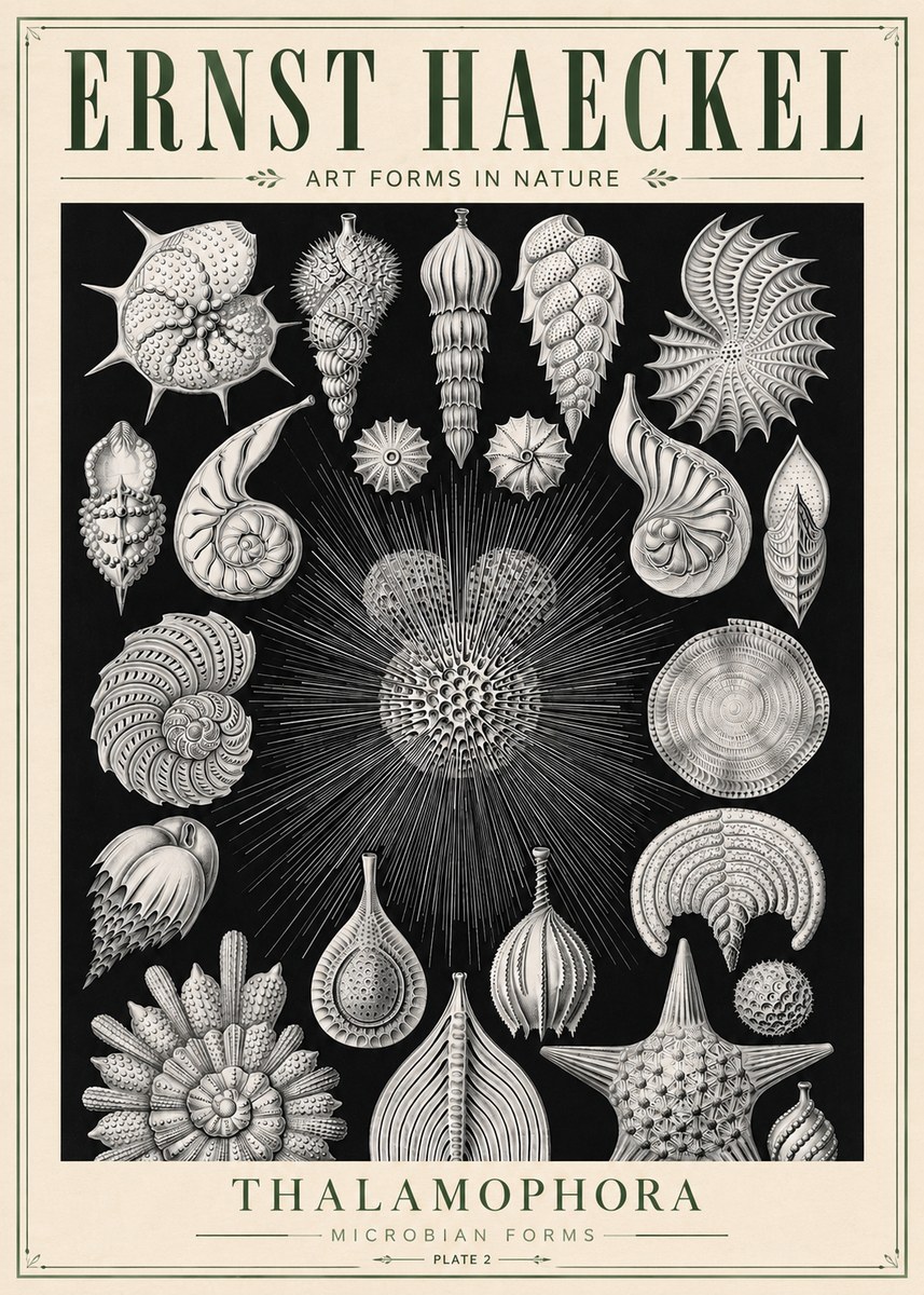 Ernst Haeckel Thalamophora - Microbian Forms - Plate 2 No5 - Plakat