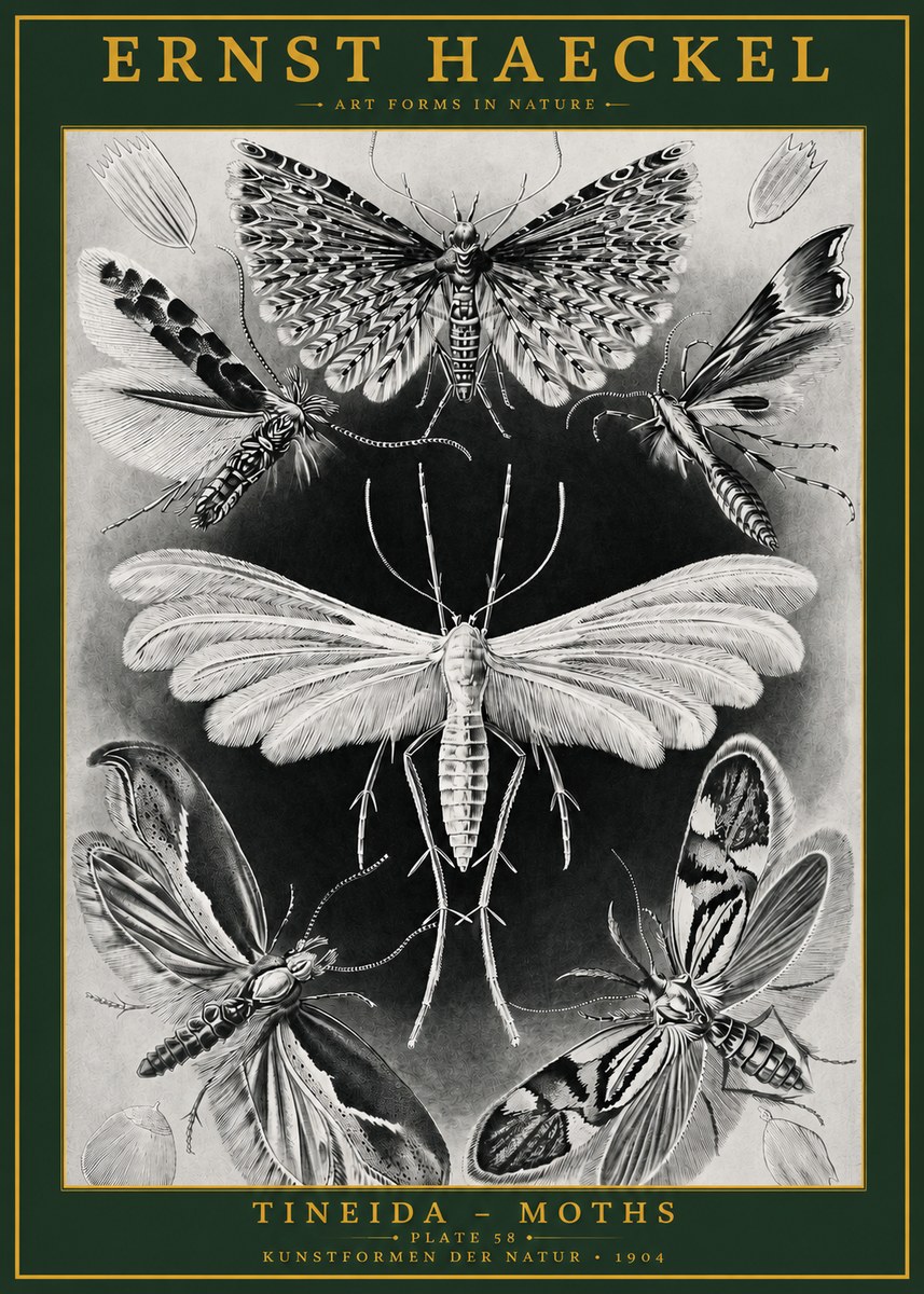 Ernst Haeckel Tineida - Moths No2 - Plakat