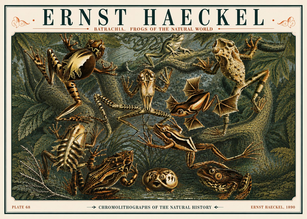 Ernst Haeckel Frogs of the Natural World No6 - Plakat
