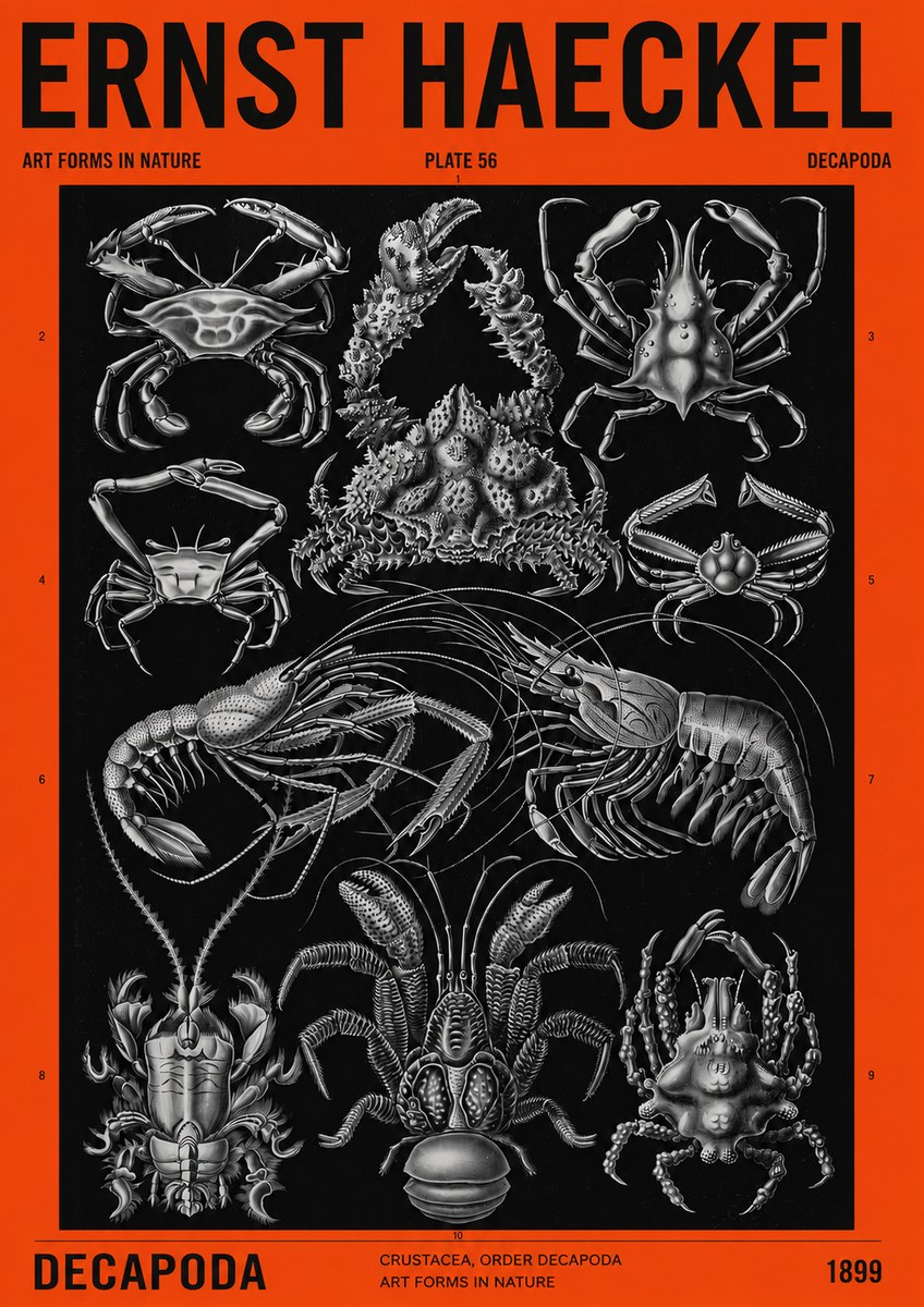 Ernst Haeckel Decapoda Brachyura and Macrura Plate 86 No4 - Plakat