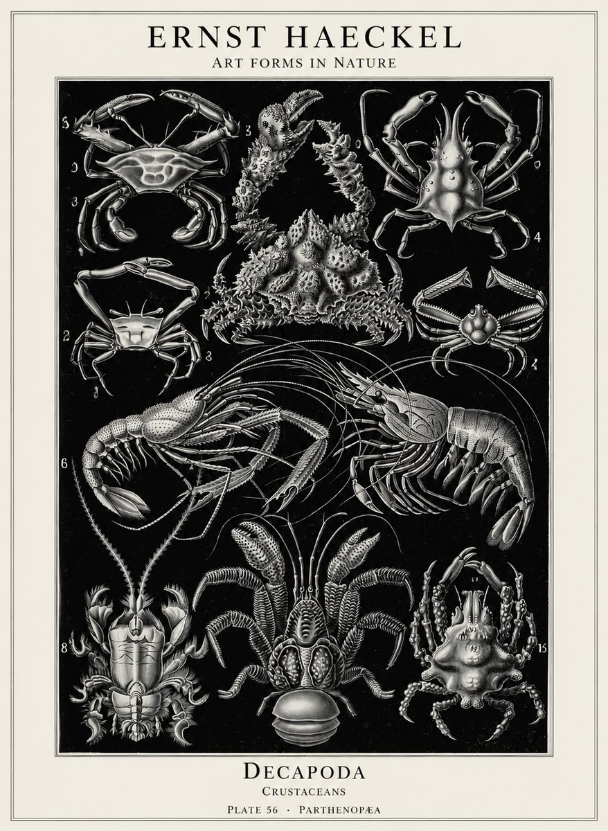 Ernst Haeckel Decapoda Brachyura and Macrura Plate 86 No5 - Plakat