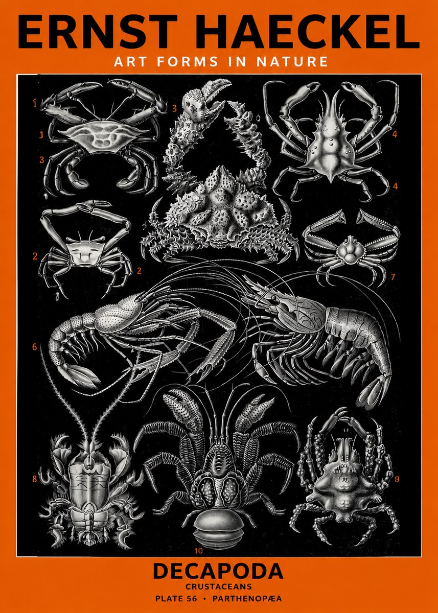 Ernst Haeckel Decapoda Brachyura and Macrura Plate 86 No6 - Plakat