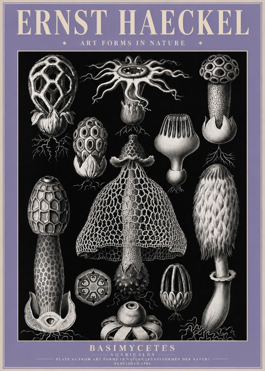 Ernst Haeckel Basimycetes Agaricales No4 - Plakat