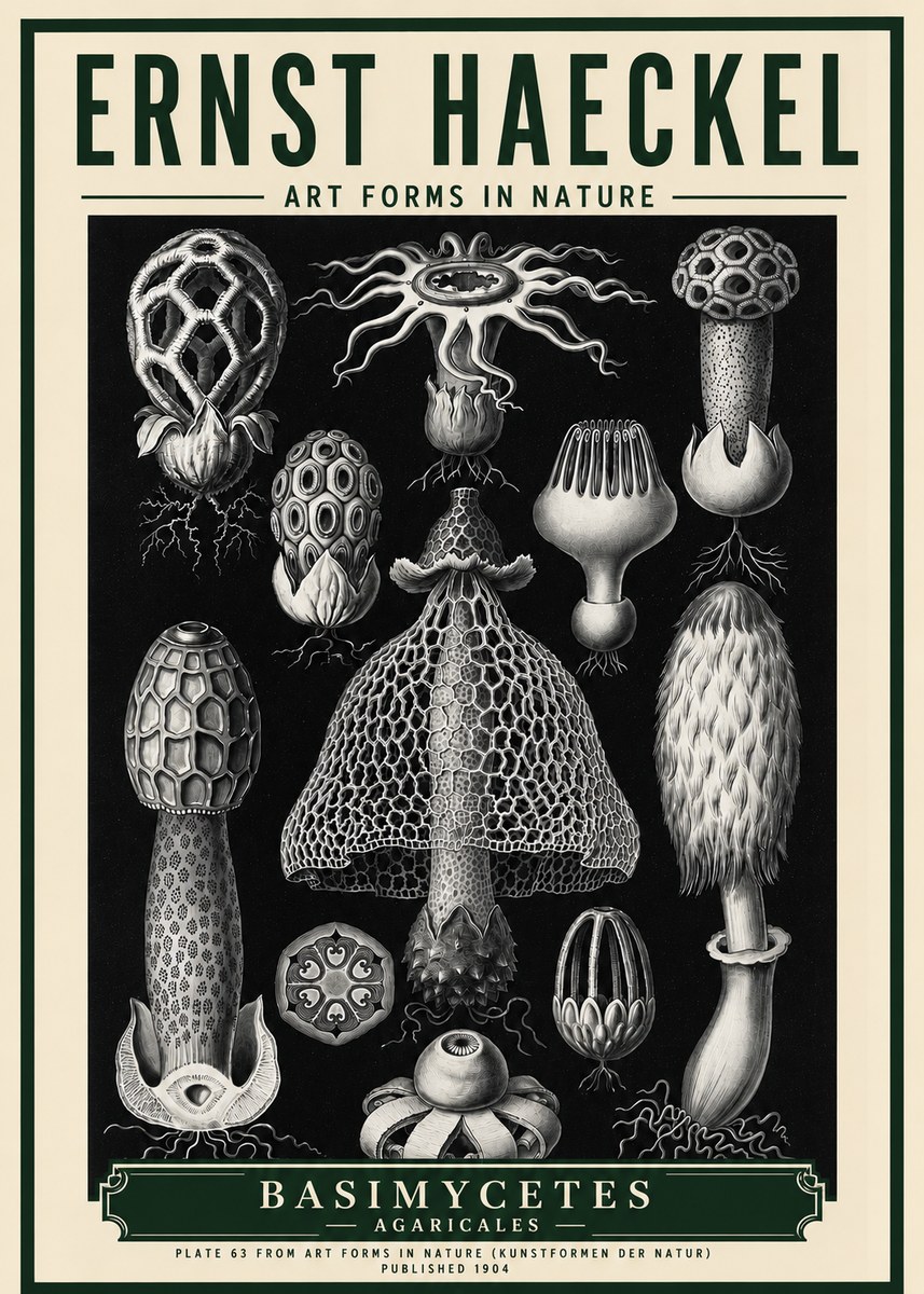 Ernst Haeckel Basimycetes Agaricales No5 - Plakat