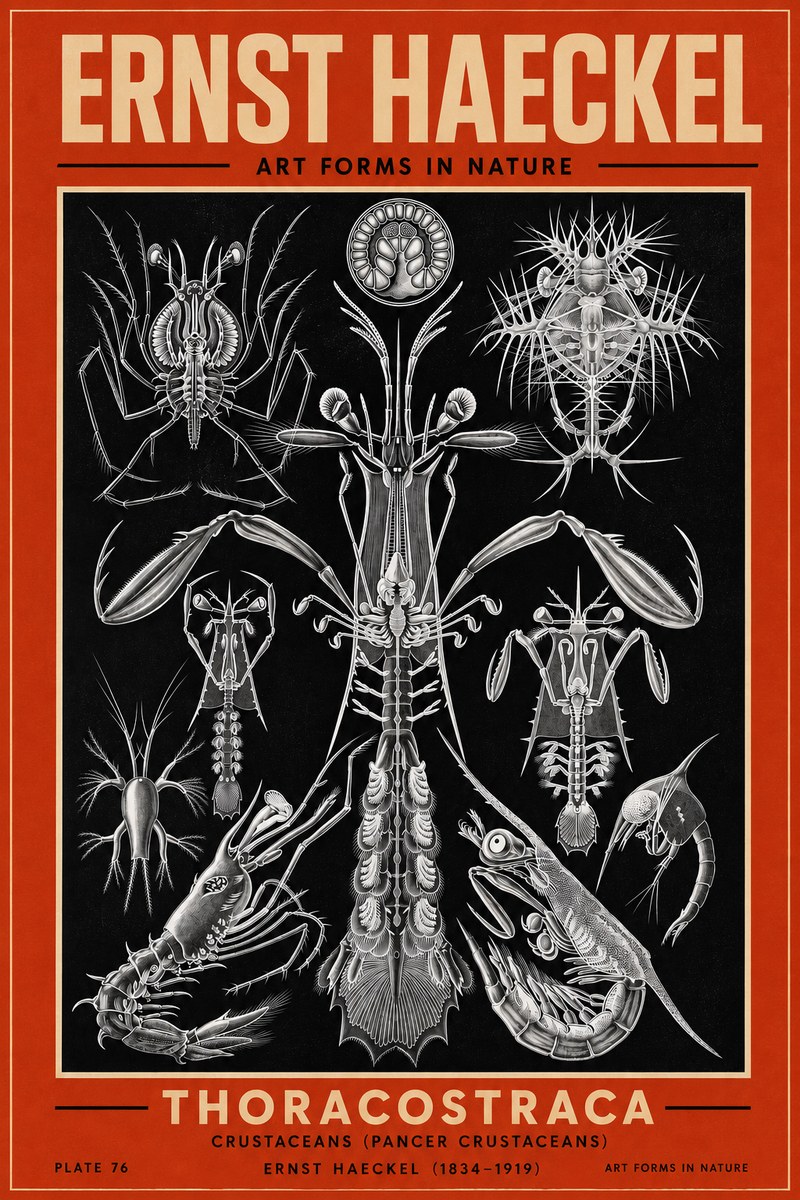 Ernst Haeckel Thoraocostraca - Crustaceans - Plate 76 No3 - Plakat