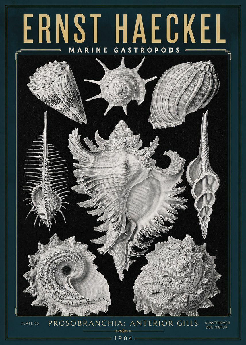 Ernst Haeckel Prosobranchia - Marine Gastropods No3 - Plakat