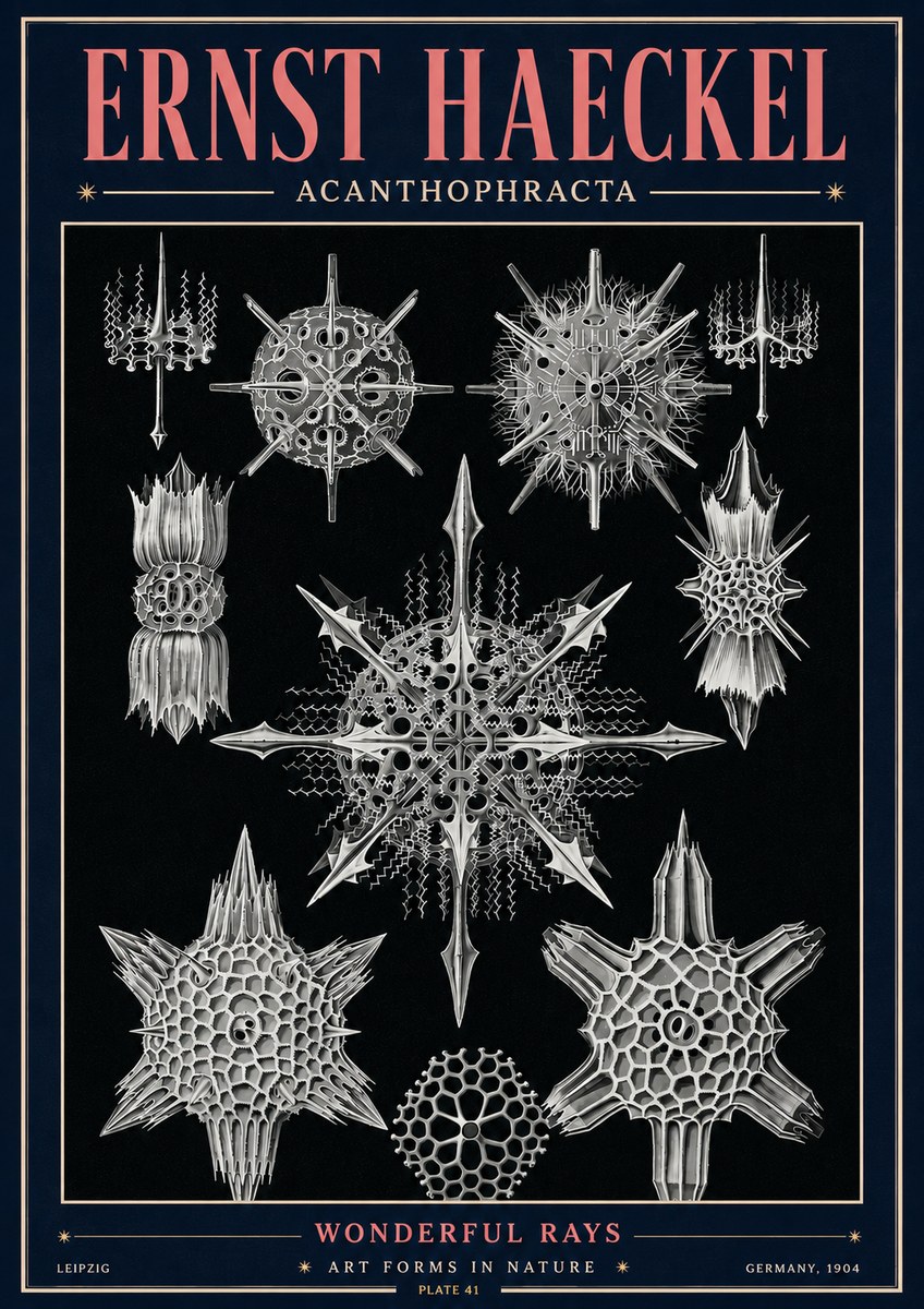 Ernst Haeckel Acanthophracta - Wonderful Rays No4 - Plakat
