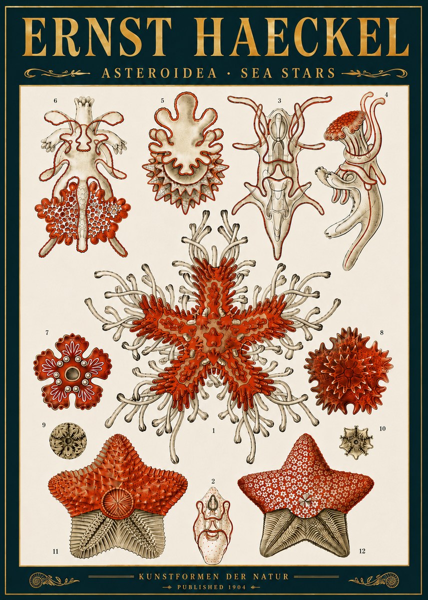 Ernst Haeckel Asteroidea. Sea Stars No6 - Plakat