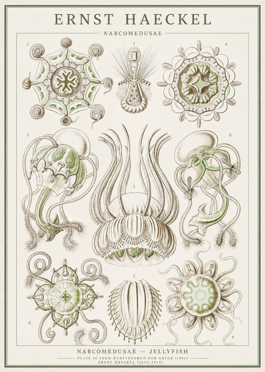 Ernst Haeckel Narcomedusae - Jellyfish No1 - Plakat