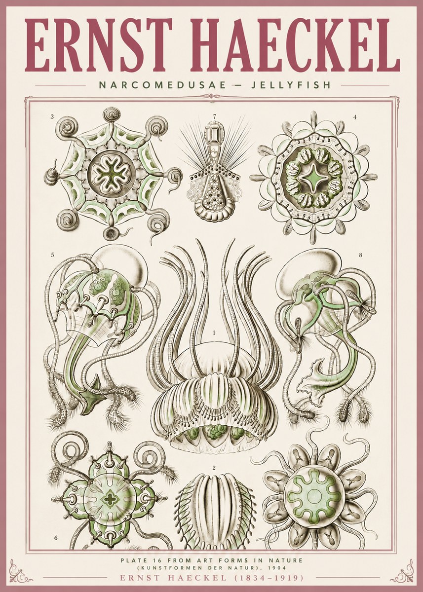 Ernst Haeckel Narcomedusae - Jellyfish No4 - Plakat