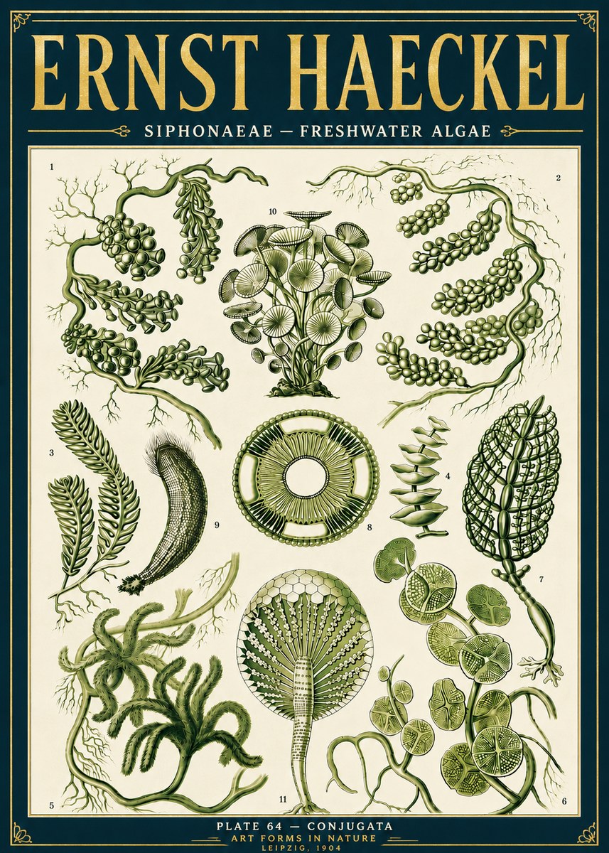 Ernst Haeckel Siphonaceae - Freshwater Algae No6 - Plakat