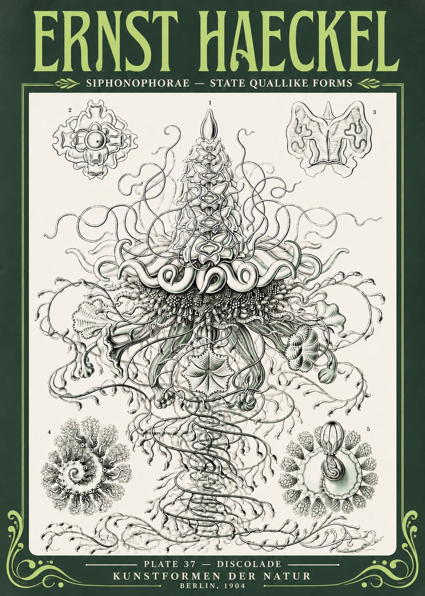 Ernst Haeckel Siphonophorae – State Quallike Forms No4 - Plakat